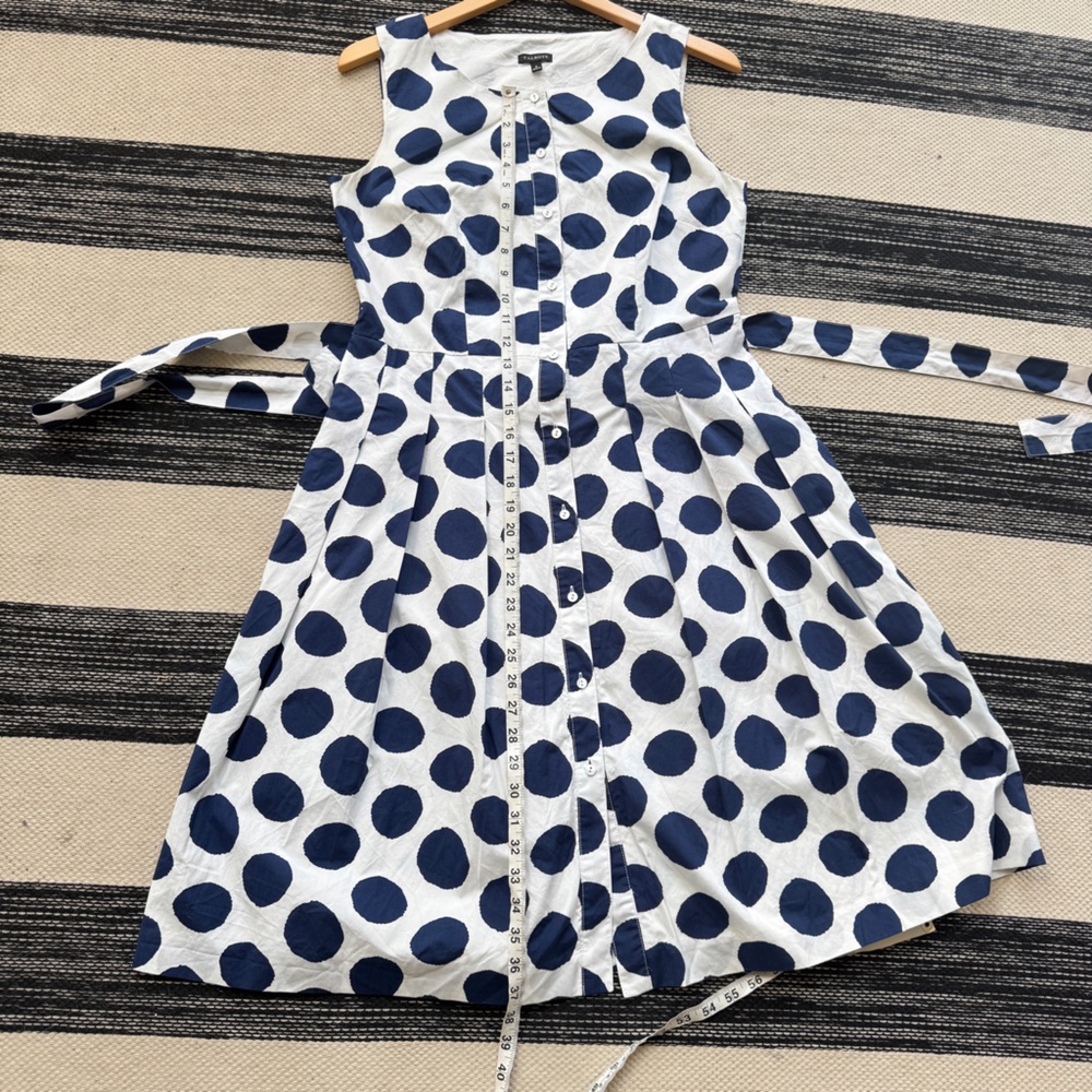 Talbots White Midi Dress with Navy Polka Dots - Picture 11 of 16